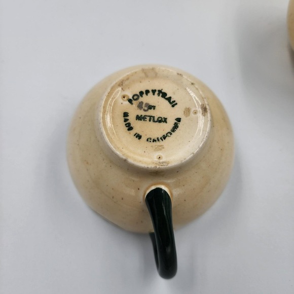 Metlox Poppytrail Green Rooster Flat Cups California 4 cups only - Picture 4 of 6